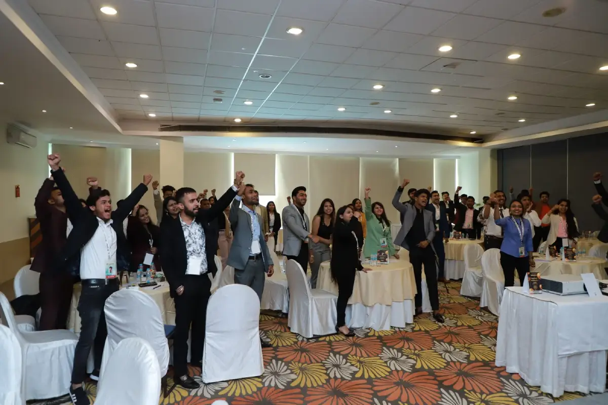Keshave Lal training business owners at a live seminar